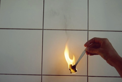 Cutlery burning with light black smoke