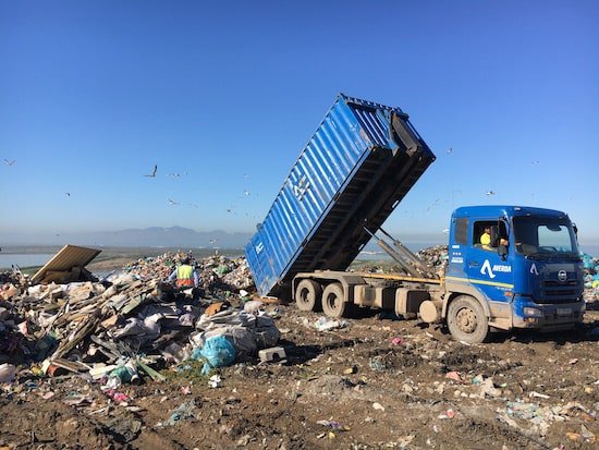 Tip truck offload trash