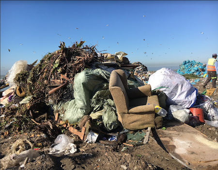 pile of waste (including organic material) at a landfill