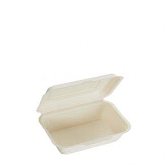600ml Single Compartment Sugarcane Clamshell