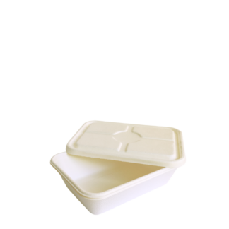 850ml Single Compartment Sugarcane Box with Separate Lid