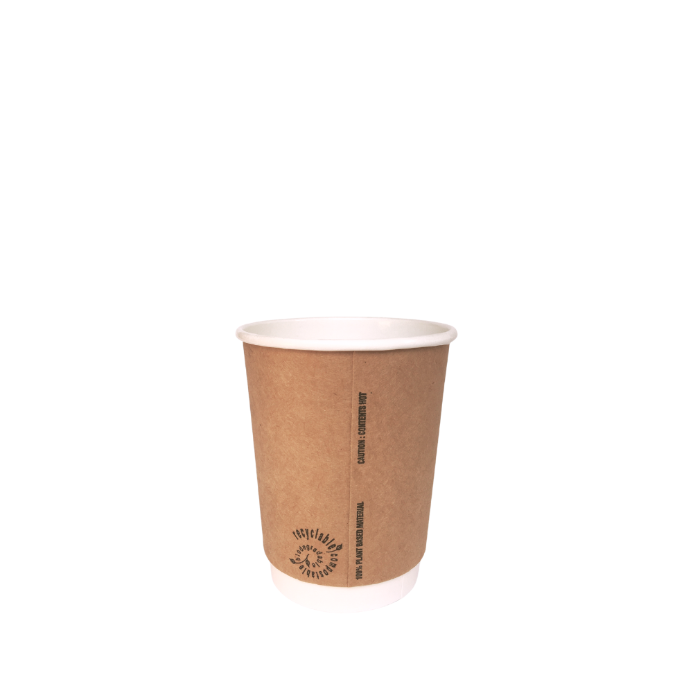 250ml Kraft Double Wall Compostable Logo Hot Cup | GREEN HOME