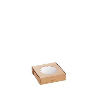 Kraft Quiche Box Small with Flower PLA Window